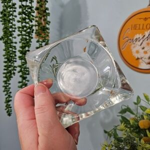 Vintage Clear Glass Hazel Atlas Square Ashtray 70's